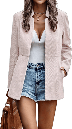 Women's Casual Business Open Front Long Sleeve Notch Lapel Blazer Jacket