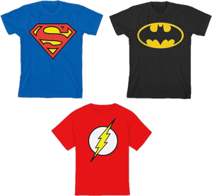 DC Superhero Logos Youth 3-Pack Crew Neck Short Sleeve T-shirts