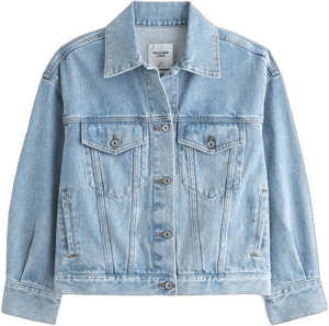 Abercrombie & Fitch Women's Oversized Distressed Denim Trucker Jacket