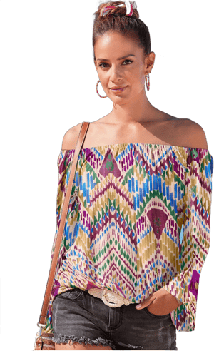 Venus Multi Bell Sleeve Printed Top