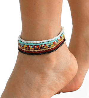 Women's Boho Handmade Beaded African Anklets (7pcs)