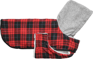 Fitwarm Plaid Dog Winter Coat with Hood, Dog Clothes for Small Dogs Boy Girl, Pet Hoodies, Cat Jacket Apparel, Red, Black, XL X-Large Red