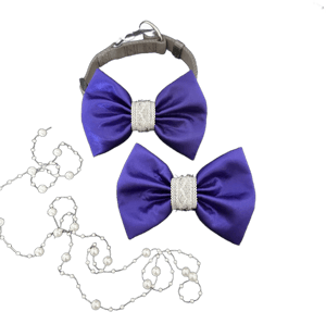 Purple bow tie for a dog, pet collar bow with elegant festive ribbon