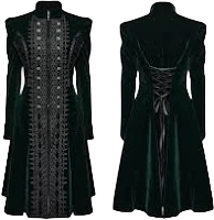 Punk Rave Retro Green Gothic Velvet Symmetric Embroidery Party Coat