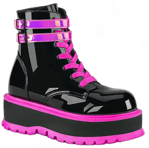 2 Inch Patent Neon Ankle Rave Boots