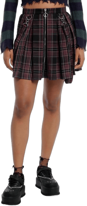 Plus Size Plaid Zipper Suspender Skirt