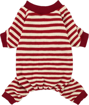 Fitwarm Red and White Striped Dog Pajamas