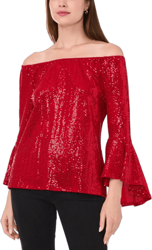 SAM & JESS Women's Off-the-Shoulder Bell-Sleeve Top