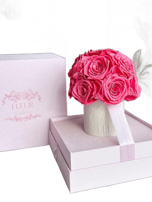 13 Luxury Preserved Roses in Porcelain Vase - Classic Round Forever Roses (Sweet Pink, Small) Scented Roses, Ribbon Gift Box, Gifts for Women, Valentines Day Flowers, Birthday Roses