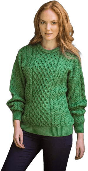 Carraig Donn Women's Traditional Crew Neck Aran Sweater