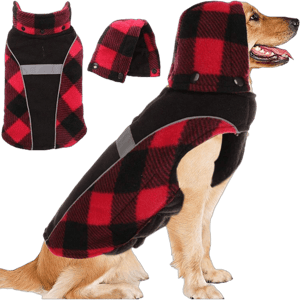 Dog Coat Extra Warm Dog Cold Weather Jacket, British Plaid Dog Winter Coat/Vest/Apparel/Hoodie/Clothes With Detachable Hood, Reflective Pet Outwear Thickened Dog Coat For Small Medium Large Dogs