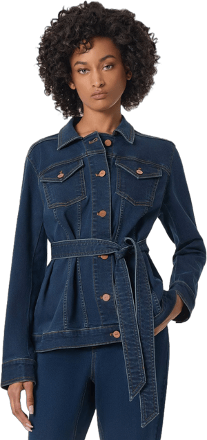 Jones New York Petite Belted Button-Front Trucker Jacket