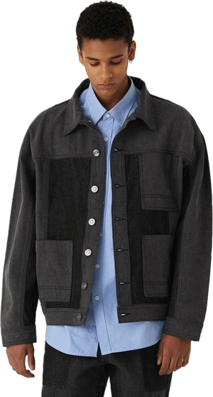 "FIELD WORKER Oversized Fit Block Denim Trucker Jacket Concept