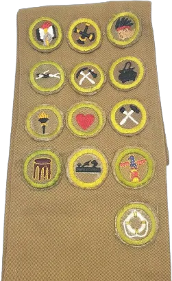 Boy Scout Sash With 13 Patches Bsa