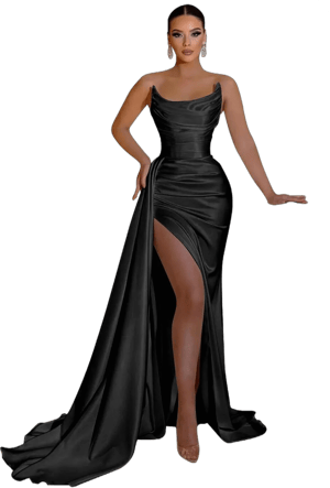 Bolodoo Women's Mermaid Satin Prom Dress with Slit