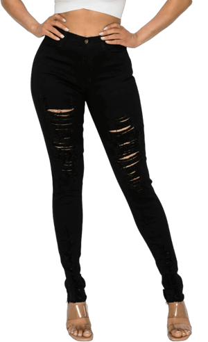 LOVER BRAND FASHION High Waisted-Rise Colored Stretch Skinny Destroyed Ripped Distressed Jeans for Women Olive Mustard RED