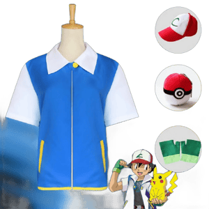 Ash Ketchum Anime Cosplay Jacket Hat Gloves