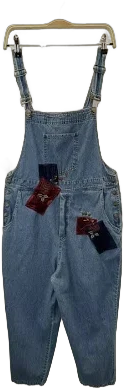 Vtg 90s Overalls Denim Women’s Velvet Patches Sz L Embroider No Rear