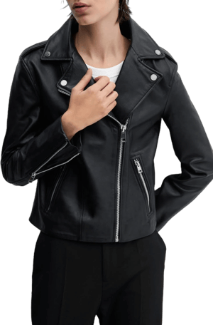 MANGO Women's Leather Biker Jacket