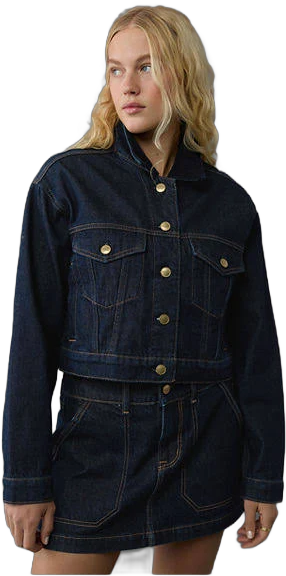 Ae Cropped Corduroy Collar Denim Jacket