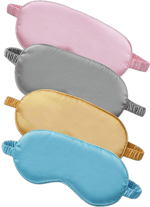 4 Pack Silk Eye Mask,Ultra Soft Satin Sleep Masks for Men & Women,Shading Effect, Zero Pressure and Eco-Friendly, Perfect for Sleeping & Traveling(gray, pink, blue, and yellow). Gray, Pink, Blue, Yellow