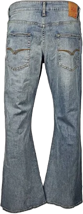 Men's Flare Jeans Mid Wash Stretch Indie Retro 70s Bell Bottom Lc16 | LCJ Denim