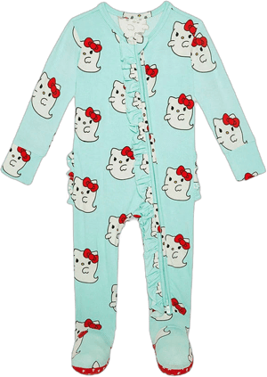 Posh Peanut Hello Kitty Ghost Footie Ruffled Zippered One Piece