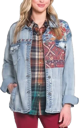 Tru Luxe Jeans Women's Stretch Embroidered Denim Jacket