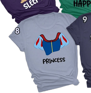 Halloween Matching Seven Dwarfs Group Shirt, Princess and Dwarfs Shirt, 7 Dwarfs Costume Group Tee Cosplay Costume Seven Dwarf Shirts