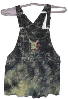 Friday The 13th Jason Short Size L Overalls Tie Dye Fringe Stretch