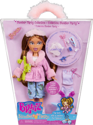 Bratz Slumber Party Yasmin Fashion Doll with 2 Sets of Pajamas, Plush, and Accessories