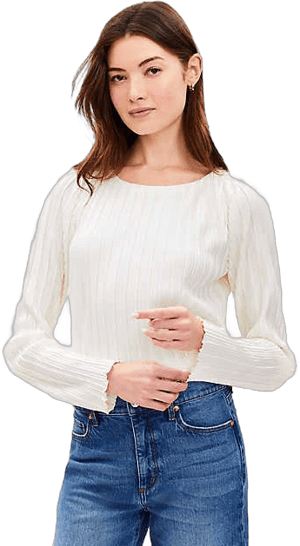 Loft Women's Petite Pleated Jersey Blouse