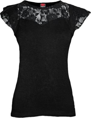 Gothic Elegance Women's Lace Layered Cap Sleeve Top