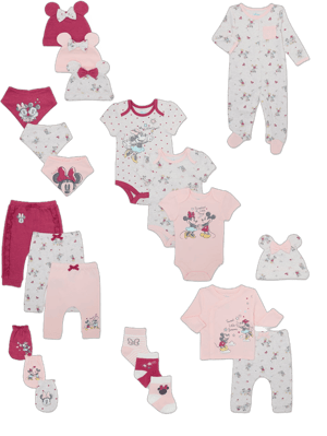 Disney Baby Wishes + Dreams Baby Girls Minnie Mouse Baby Shower Gift Set, 22-Piece, Newborn-6/9 Months