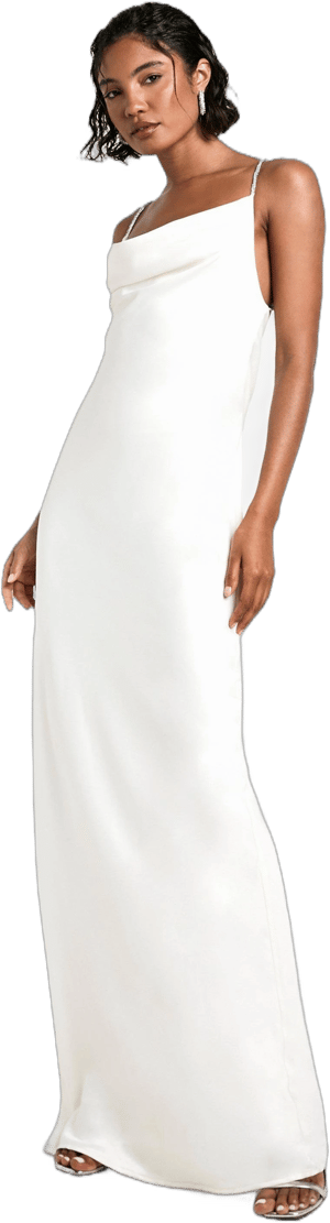 Boohoo Women's Tall Cowl Diamante Satin Slip Maxi Dress