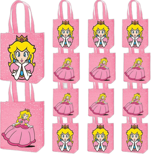 Hbavfihnbg 20 Pcs Princess Peach Party Favor Bags Treat Candy Goodie Gift Non-woven Bags Reusable for Baby Birthday Party Supplies Baby Shower Princess Peach Theme Party Decorations