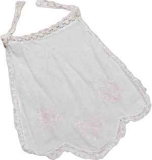 Edwardian Girls Apron! Embroidered Floral Lace Trimmed Ribbon Skirt Half Apron