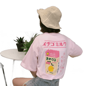 Kawaii Babe Oversized Strawberry Milk T-Shirt