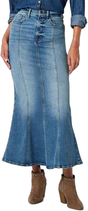 A.N.A Fit and Flare Women's High-Rise Long Denim Skirt