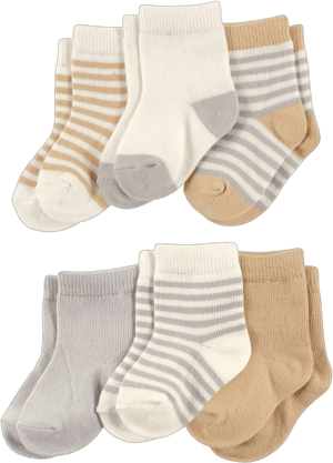 Touched by Nature Baby Unisex Organic Cotton Socks, Neutral Stripes, 12-24 Months