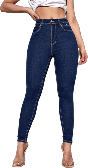 Verdusa Women's Stretchy Denim Pants High Waisted Skinny Jeans Trousers X-Small Dark Wash