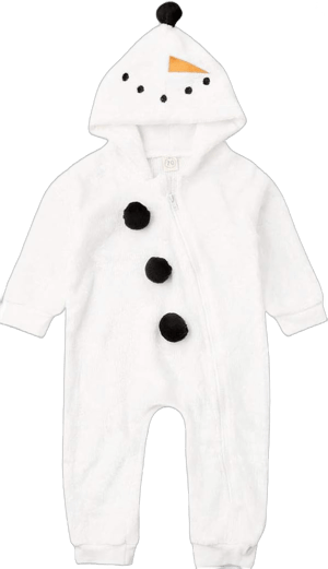 Baby Boy Girl Hooded Jumpsuit Toddler Infant Newborn Winter Fleece Long Sleeve Snowman Romper with Zipper White 0-6 Months