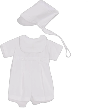 Little Things Mean A Lot Bib Front Christening Romper and Bonnet Set