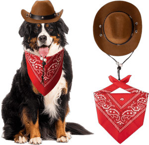 Dog Halloween Costumes, Dog Cowboy Costume Cowboy Hat for Dog Bandana Scarf Dog Halloween Costumes for Small Medium Large Dogs (Large)