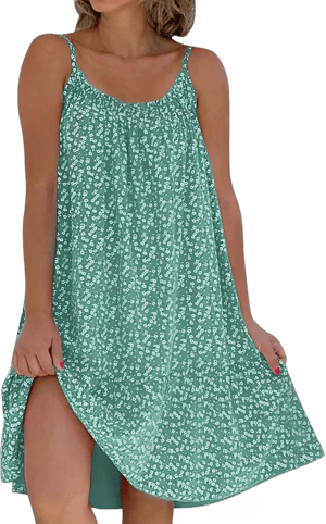 ORT Wedding Guest Dresses for Women Womens Summer Floral Print Sleeveless Sundress/Short Sleeve Pockets Swing T-Shirt Dress Tropical Dresses for Women, Large, Z1-green