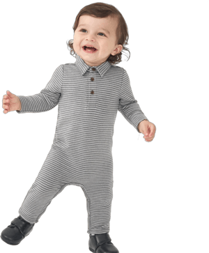 Little Sleepies Stripe Long Sleeve Polo Romper