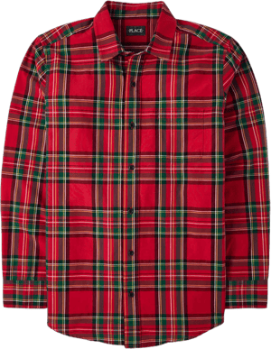 The Children's Place Men's Matching Plaid Long Sleeve Button Up Shirt