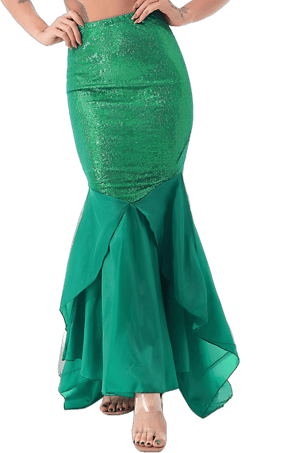 YiZYiF Women's Sequin Mermaid Skirt with Asymmetric Mesh Panel