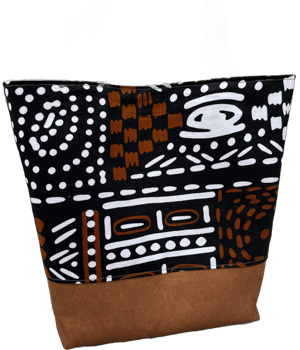 African Print Vegan Leather Tote