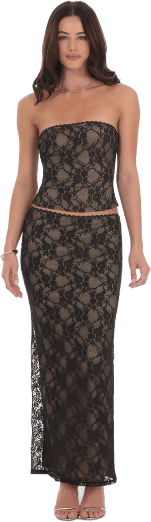 Lucy in The Sky Lace Strapless Two Piece Set